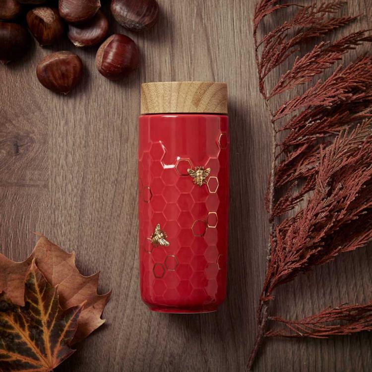 【乾唐軒活瓷】大豐收隨身杯 - 雙層仿木紋蓋 4色任選 附精美禮盒