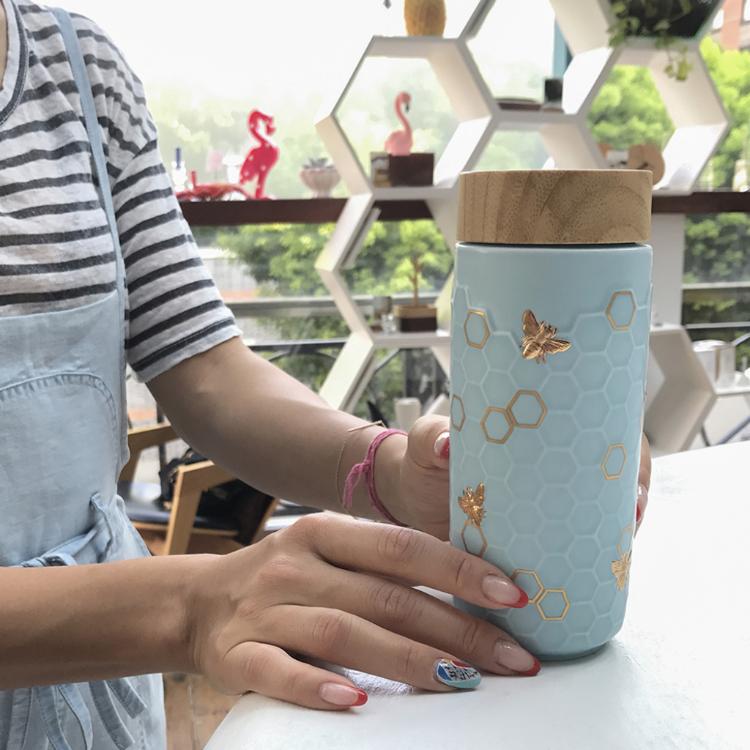 【乾唐軒活瓷】大豐收隨身杯 - 雙層仿木紋蓋 4色任選 附精美禮盒