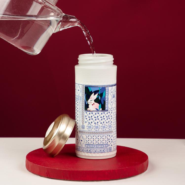 【乾唐軒活瓷】幸運兔隨身杯 - 雙層 3色任選 附精美禮盒