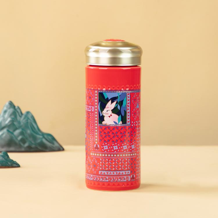 【乾唐軒活瓷】幸運兔隨身杯 - 雙層 3色任選 附精美禮盒