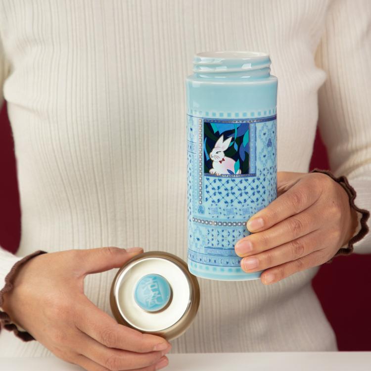 【乾唐軒活瓷】幸運兔隨身杯 - 雙層 3色任選 附精美禮盒