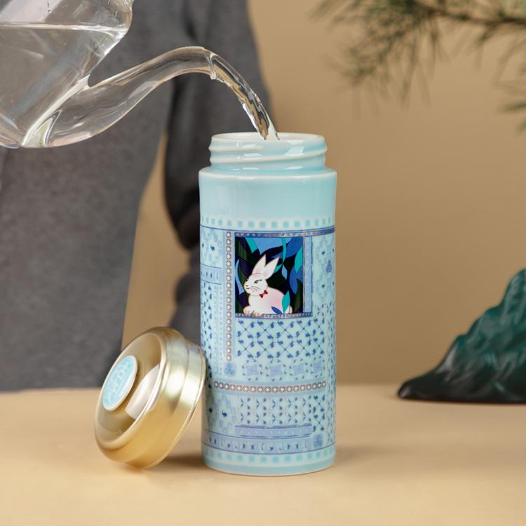 【乾唐軒活瓷】幸運兔隨身杯 - 雙層 3色任選 附精美禮盒