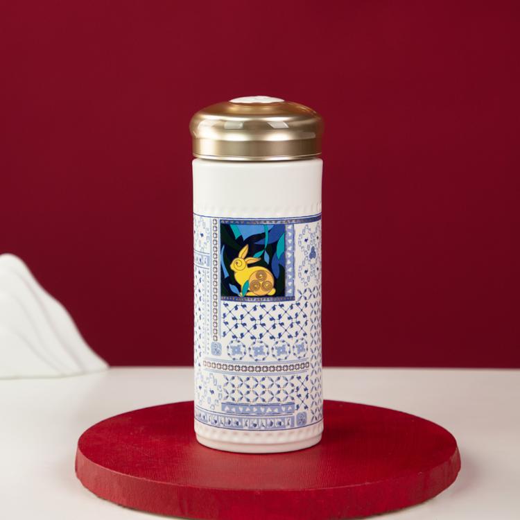 【乾唐軒活瓷】富貴兔隨身杯 - 雙層 4色任選 附精美禮盒