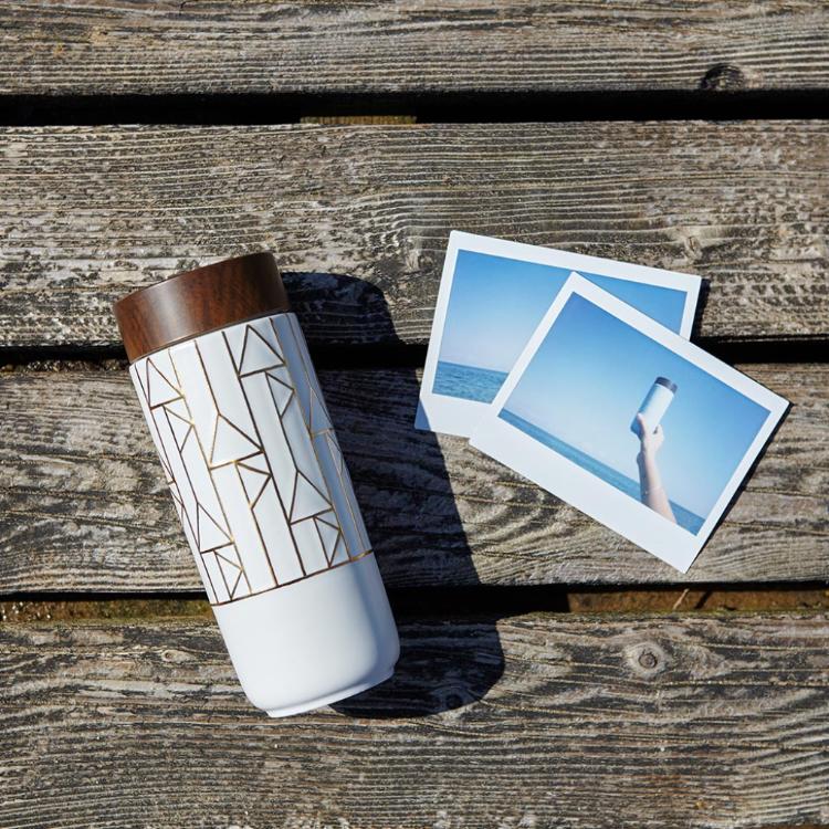 【乾唐軒活瓷】點石成金隨身杯 - 雙層仿木紋蓋 2色任選 附精美禮盒