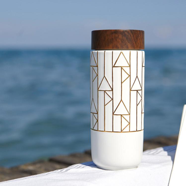 【乾唐軒活瓷】點石成金隨身杯 - 雙層仿木紋蓋 2色任選 附精美禮盒