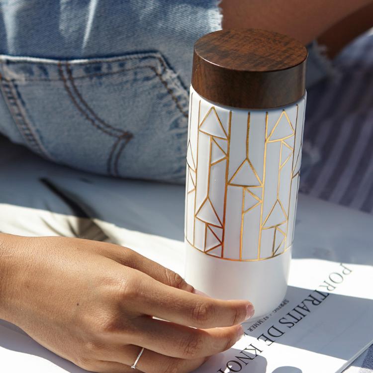 【乾唐軒活瓷】點石成金隨身杯 - 雙層仿木紋蓋 2色任選 附精美禮盒