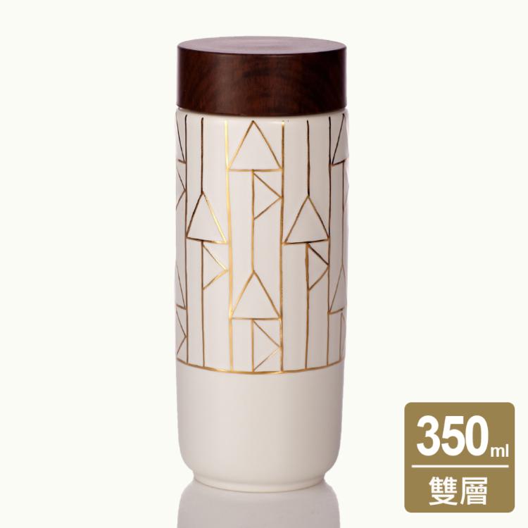 【乾唐軒活瓷】點石成金隨身杯 - 雙層仿木紋蓋 2色任選 附精美禮盒