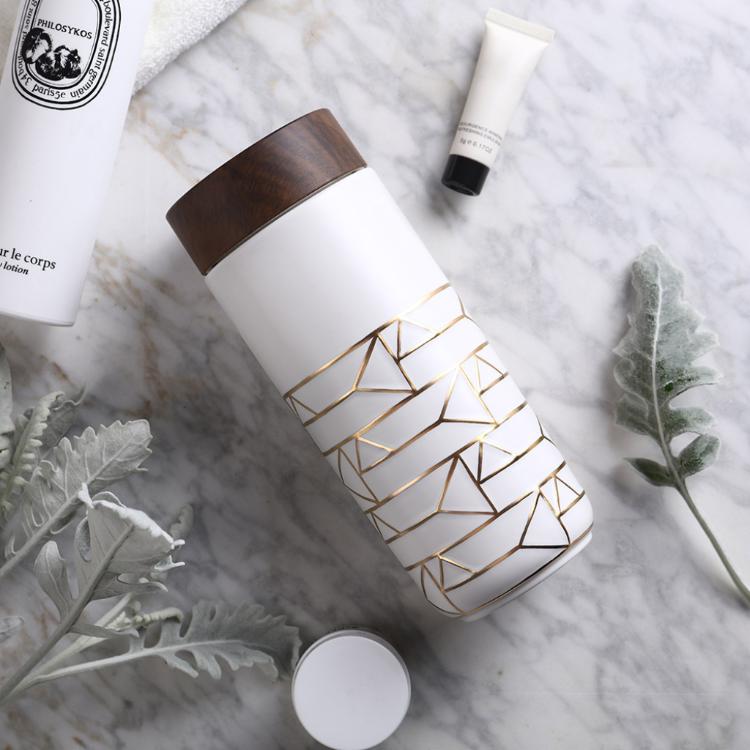 【乾唐軒活瓷】點石成金隨身杯 - 雙層仿木紋蓋 2色任選 附精美禮盒