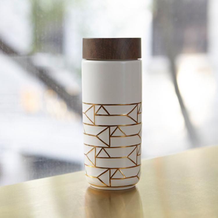 【乾唐軒活瓷】點石成金隨身杯 - 雙層仿木紋蓋 2色任選 附精美禮盒