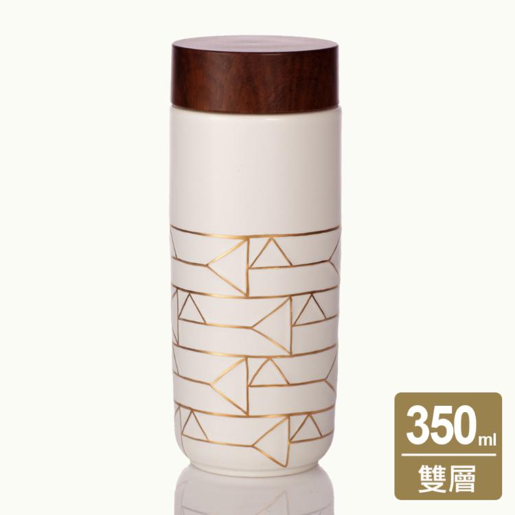 【乾唐軒活瓷】點石成金隨身杯 - 雙層仿木紋蓋 2色任選 附精美禮盒