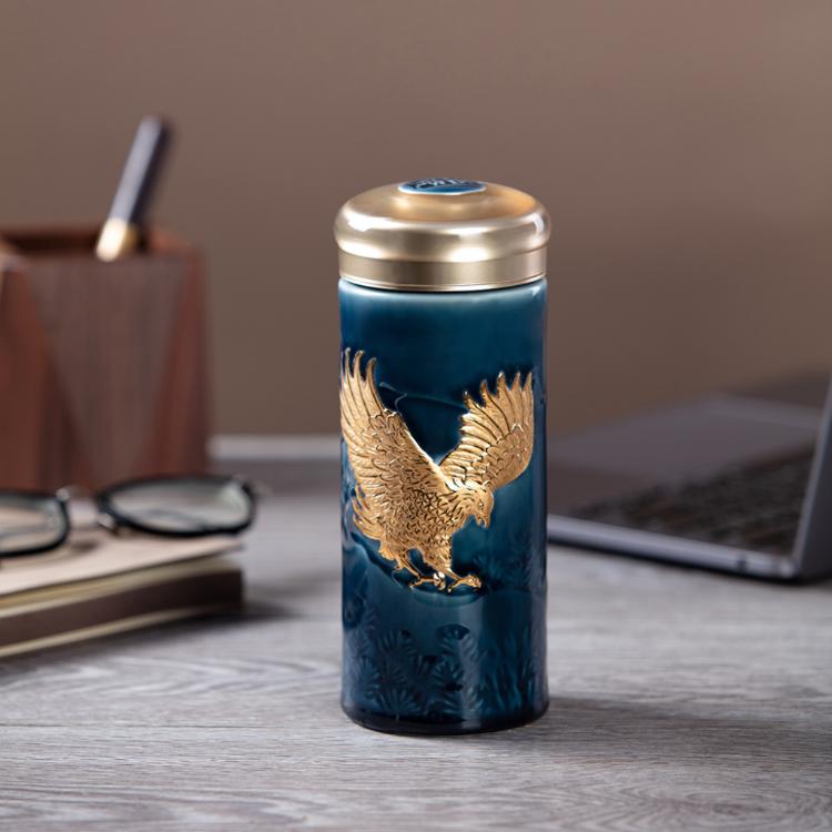 【乾唐軒活瓷】大展宏圖隨身杯 - 雙層 3色任選 附精美禮盒