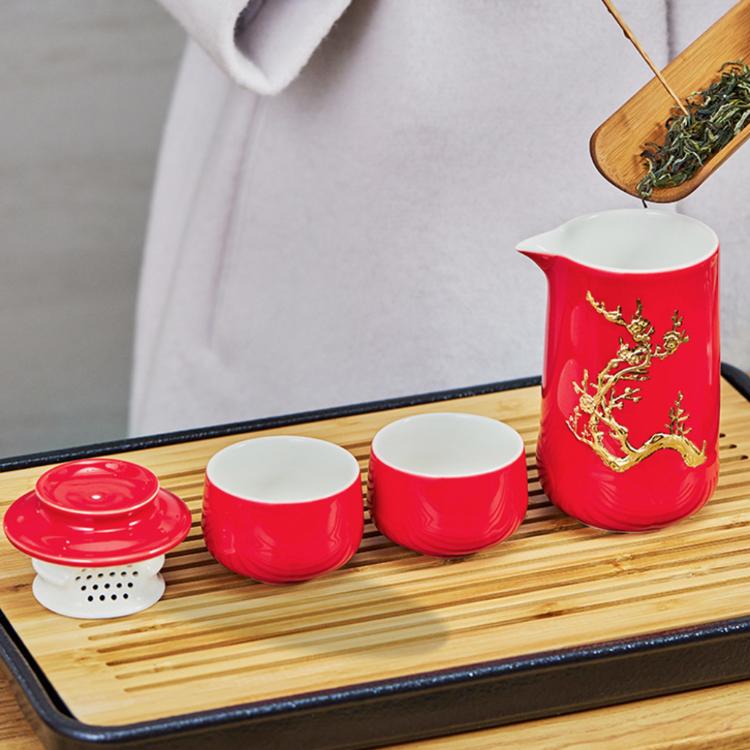 【乾唐軒活瓷】梅香泡茶器-鎏金 3色任選 附精美禮盒