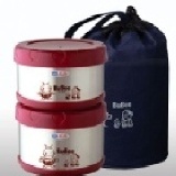 三光牌．蘇香．K-1000B小蟻布比不銹鋼保溫飯盒1 L(500cc*2)．附提袋 2個1組 特價：$580