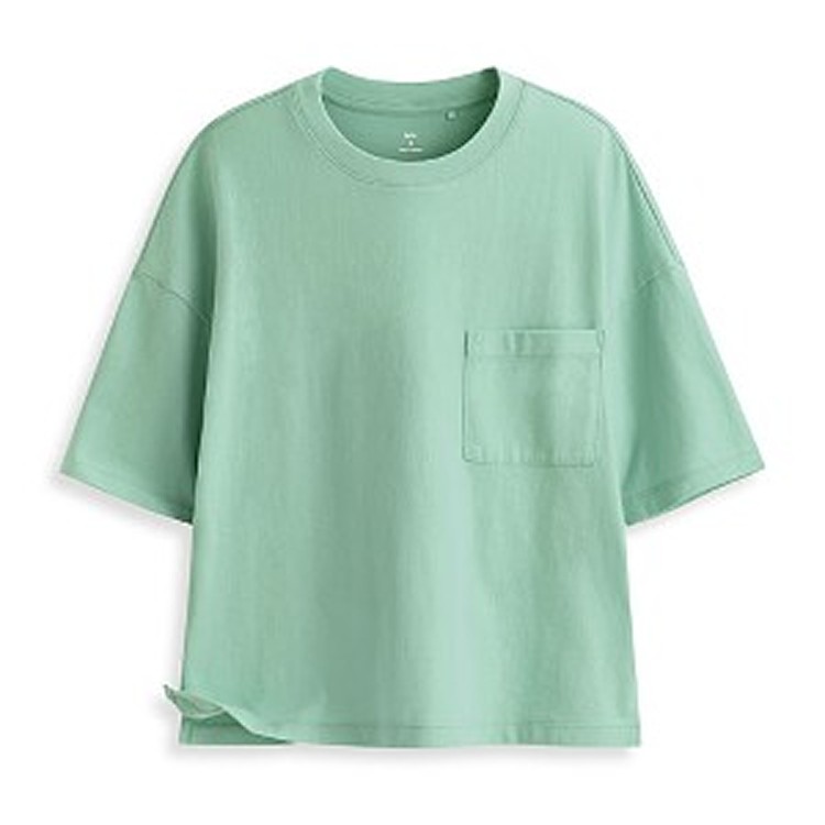 短版圓領口袋短袖T恤-女 - lativ