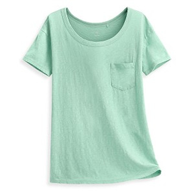 竹節棉口袋短袖T恤-女 - lativ