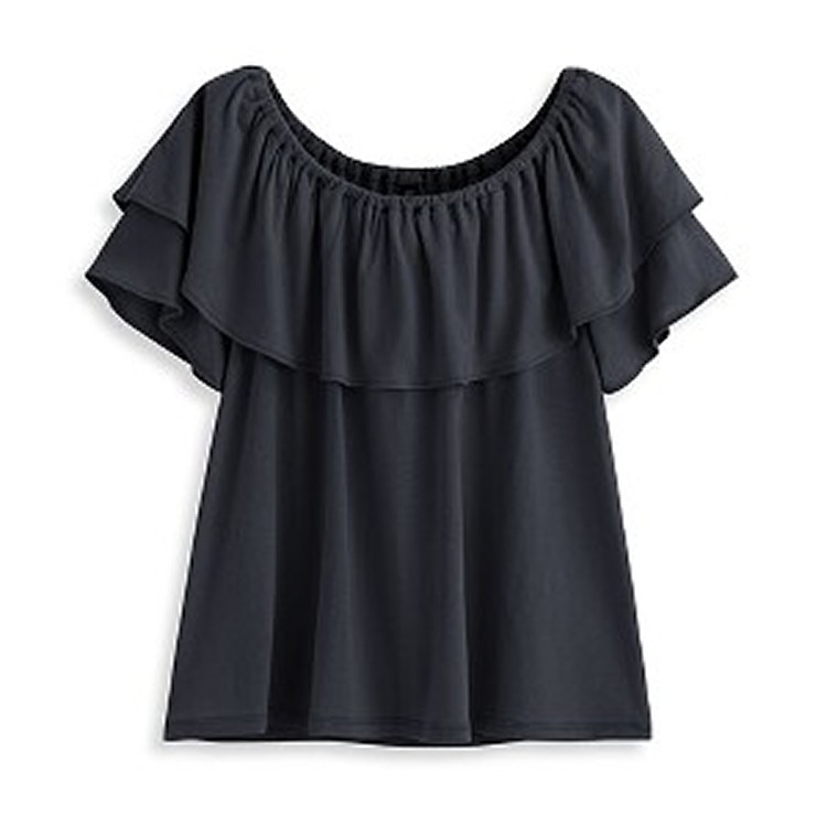 兩穿荷葉一字領短袖衫-女 - lativ