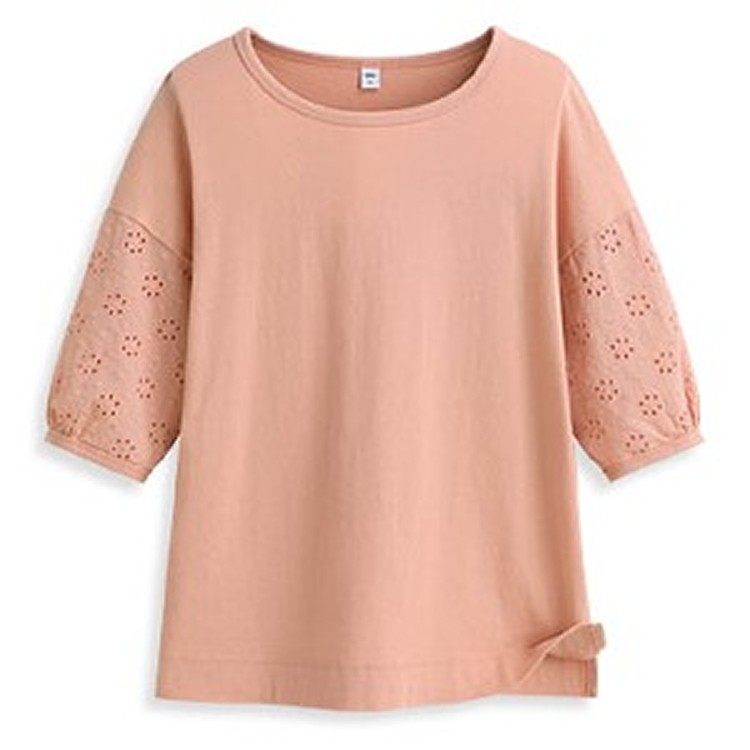 蕾絲五分袖T恤-女 - lativ