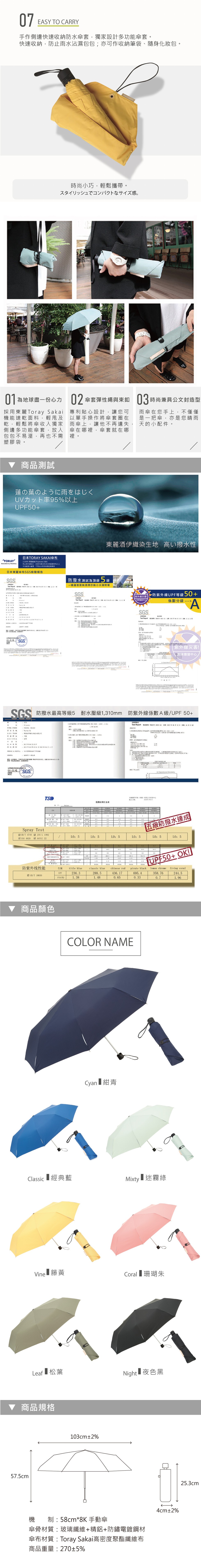手作側邊快速收納防水傘套,獨家設計多功能傘套。快速收納,防止雨水沾濕包包;亦可作收納筆袋、隨身化妝包。時尚小巧,輕鬆攜帶。スタイリッシュでコンパクトなサイズ感。U1為地球盡一份心力，傘套彈性繩與束釦，13時尚兼具公文封造型，採用東麗Toray Sak