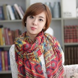 貝提↗OKOKBA 瑪雅部落 不規則民族圖案 棉麻圍巾