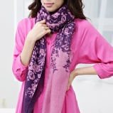 貝提↗OKOKBA 清新風雅 木棉花圖案 棉麻圍巾