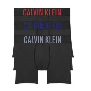 【Calvin Klein】男生貼身長版平口四角內褲 超細纖維柔滑柔軟 3件組盒裝 美國進口