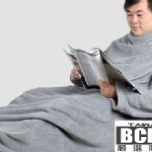 【BCBL衣啟樂活】冬季嚴選~創意時尚珊瑚絨袖毯.懶人毯-(貴族灰款)