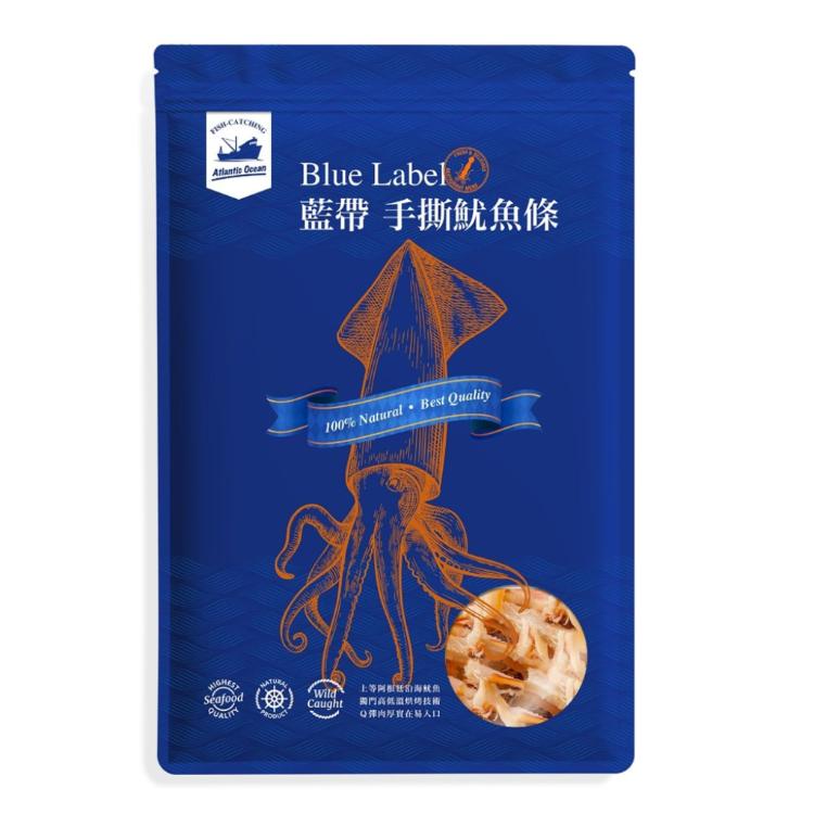 免運!【Blue Label】藍帶手撕魷魚條(內含芥末粉與椒鹽粉各一包) 100g/包 (10包,每包196.9元)