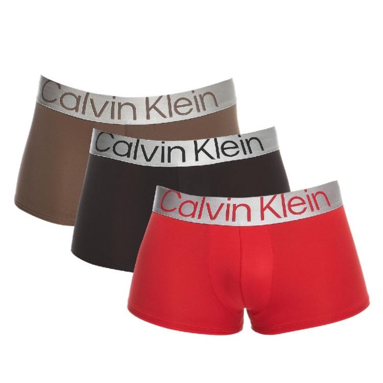 【Calvin Klein】男士內褲 低腰短版 彈性平口四角內褲 3色組盒裝