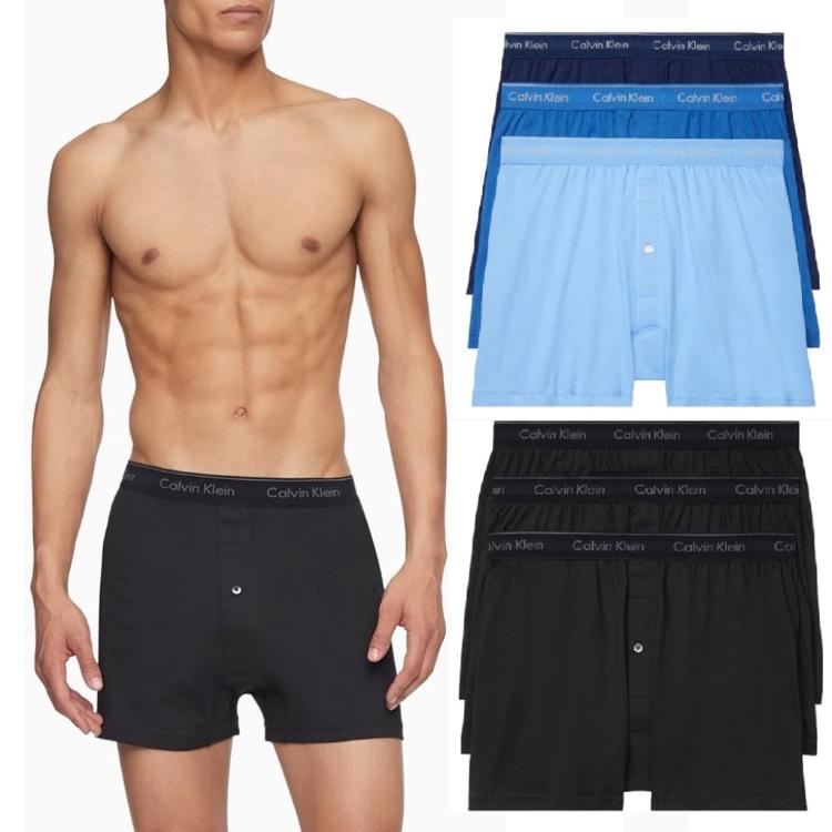 【CALVIN KLEIN】3件組 純棉 四角內褲 前開式鈕扣 內褲 男內褲