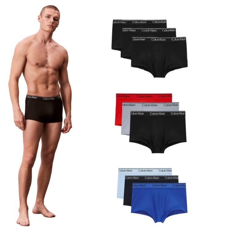【CALVIN KLEIN】柔軟 微細纖維 低腰 三件組 男內褲 四角褲