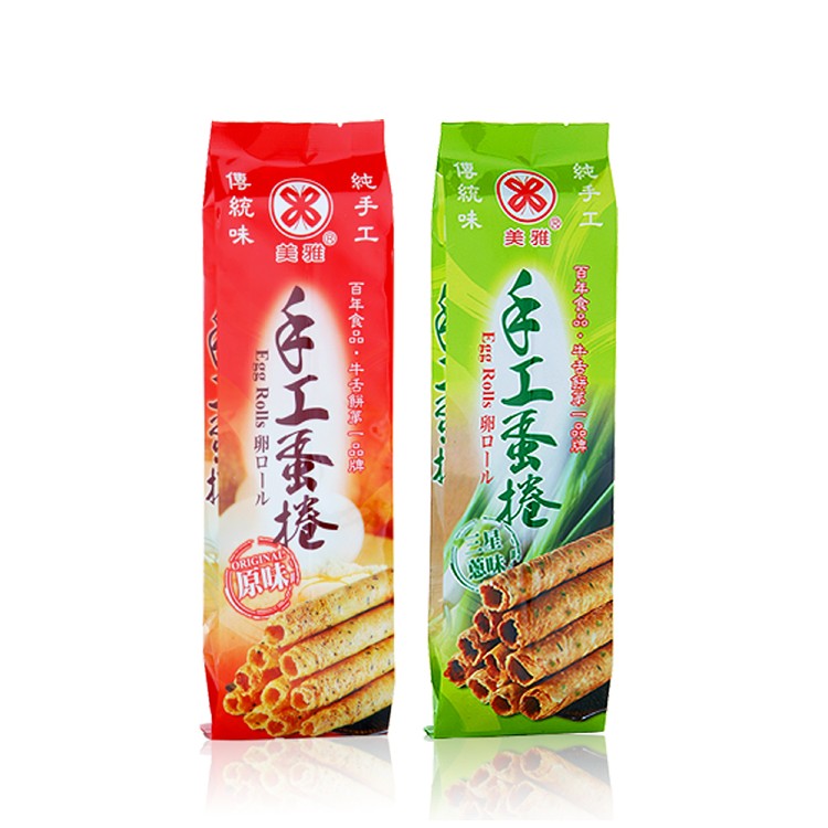 【美雅宜蘭餅】手工蛋捲-原味/三星蔥/綜合口味買就送蜂蜜芝麻牛舌餅一包