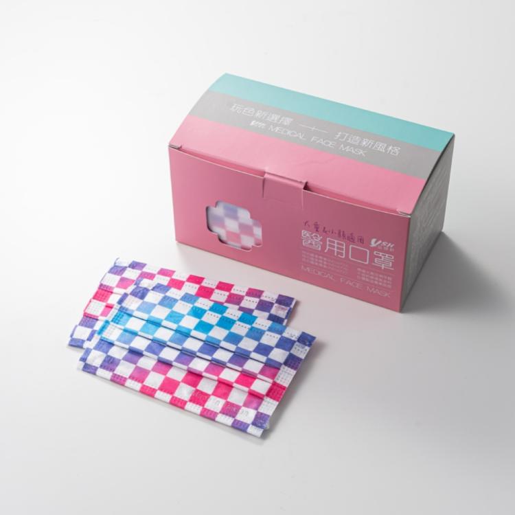 【YSH益勝軒】台灣製大童醫療口罩 (格紋系列)