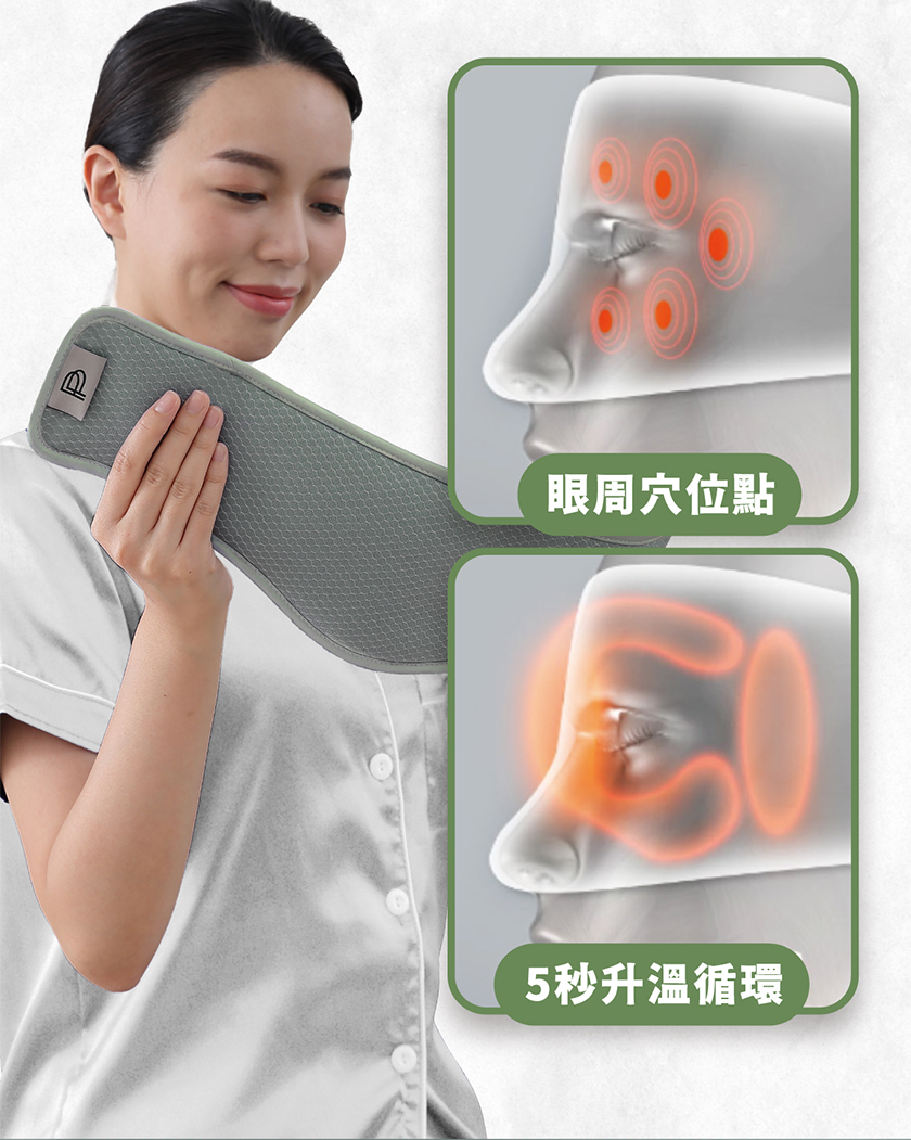 眼周穴位點，5秒升溫循環。