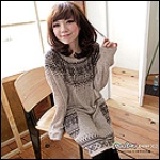 秋冬必敗!!OrangeBear中大尺碼《AU0037》雪花圖騰長版針織上衣