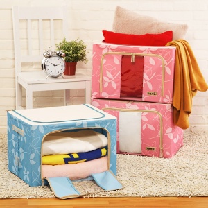 整理箱：66公升粉漾花草鋼架收納箱(一入)【優佳生活】 特價：$379