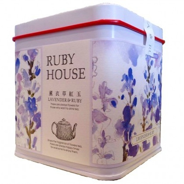 薰衣草紅玉花茶包 16入彩繪方罐