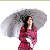 【三和牌批發賣場】26英吋16k銀膠格子直骨自動傘-兩支賣299元無敵傘-晴雨傘.16支骨 特價：$299