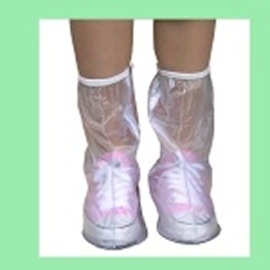 【三和牌批發賣場】女用馬靴型防雨鞋套-透明-防水-防滑-有反光片.可增加夜間安全