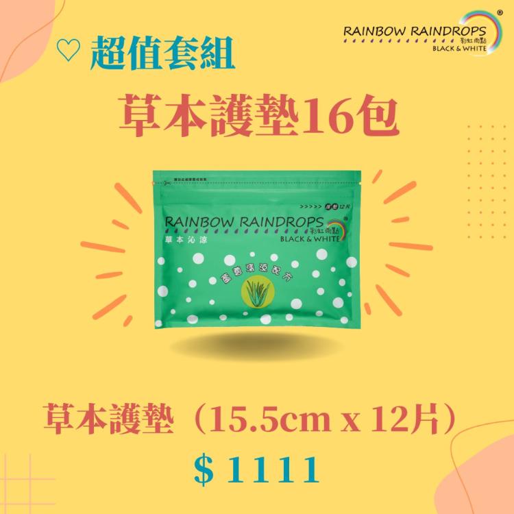 【彩虹雨點】超值套組｜草本沁涼護墊（15.5公分）