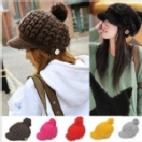 大球針織鴨舌毛線帽