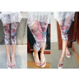 彩繪網紗七分褲