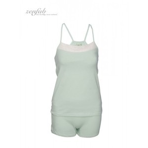 彈力有機棉細肩帶組 - 淺綠