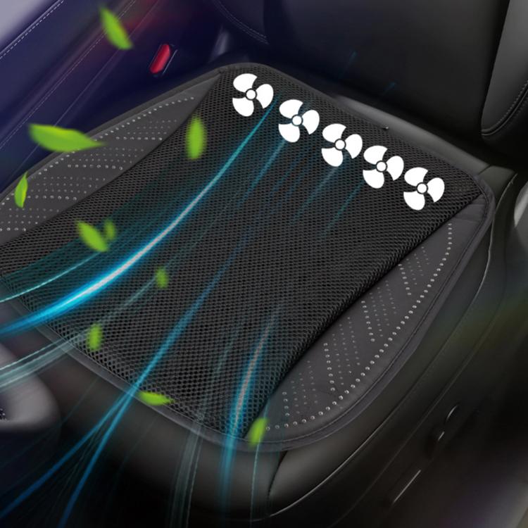 【西格生活館】USB涼夏5大渦輪風扇冰絲網布涼爽坐墊(涼感/吹風/汽車坐墊/辦公椅墊/電腦椅墊)