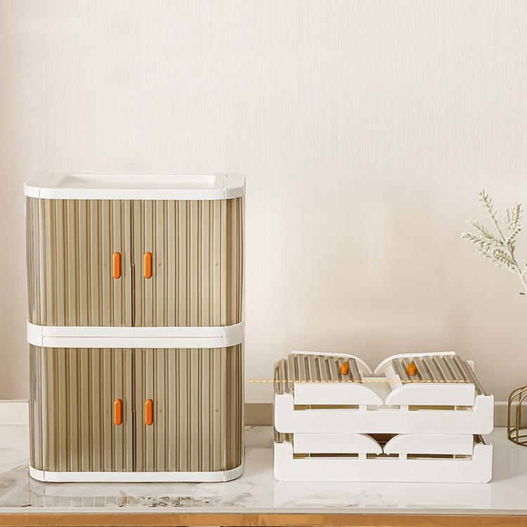 【西格生活館】捲簾門櫥櫃收納盒(2入組) 收納箱 桌面收納 化妝品收納 浴室收納