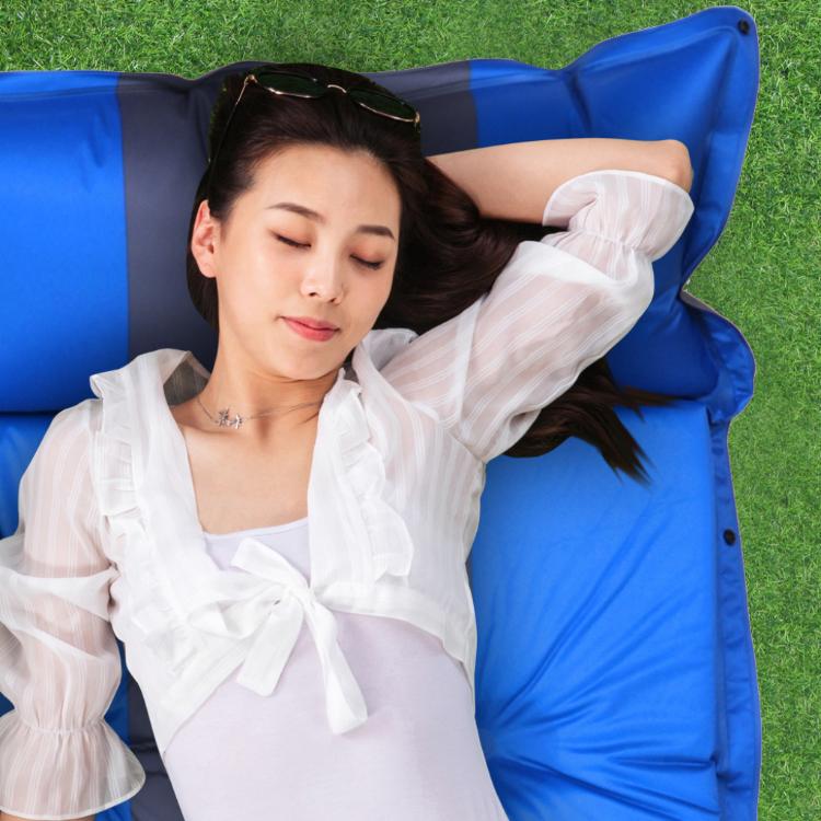 【西格生活館】高彈力海綿雙人地墊自動充氣加厚5mm 戶外 野營 可拼接 露營 充氣床墊 睡墊