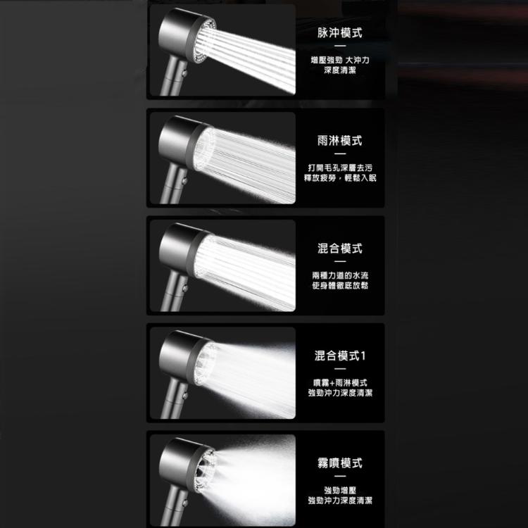 【西格生活館】高顏值5檔增壓蓮蓬頭(附免打孔支架)