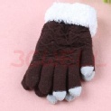 可愛保暖觸控式螢幕手套-咖啡色