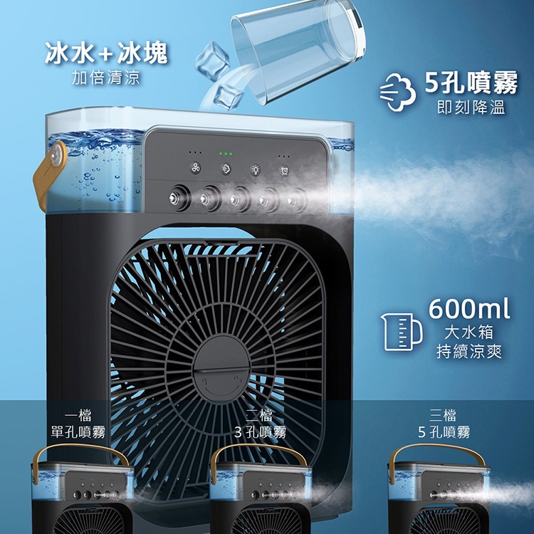 CY 呈云】6吋USB桌面5孔噴霧空調水冷風扇霧化扇(霧化扇/加濕器/水冷扇