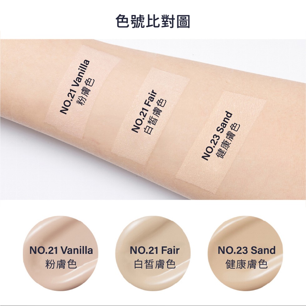 粉膚色，粉膚色，色號比對圖，白皙膚色，白皙膚色，健康膚色，健康膚色。