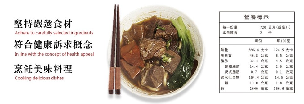 營養標示，堅持嚴選食材，720 公克(或毫升)，每一份量，本包裝含，符合健康訴求概念，每100克，896.4 大卡，124.5 大卡，蛋白質，46.8 公克，6.5 公克，32.4 公克，4.5 公克，烹飪美味料理，2.0 公克，0.1 公克，飽和脂
